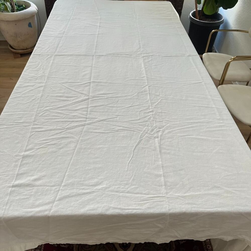 Hearth & Hand Queen Flat Sheet White Linen Cotton Blend